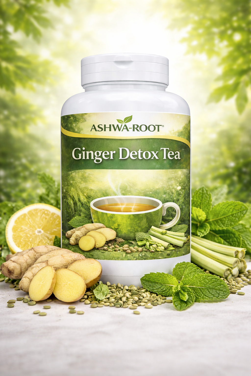 Ashwa-Root Ginger Detox Morning Tea – Stress & Digestion Herbal Formula
