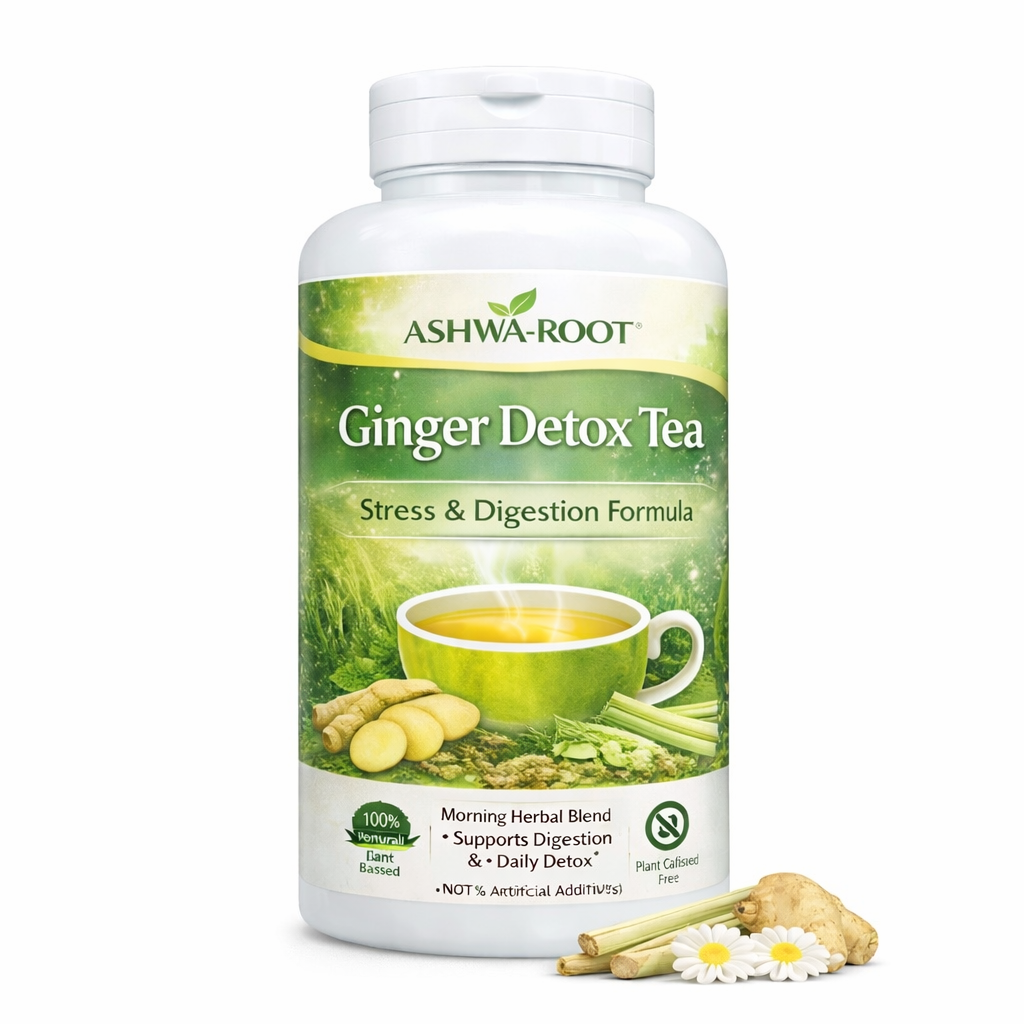 Ashwa-Root Ginger Detox Morning Tea – Stress & Digestion Herbal Formula